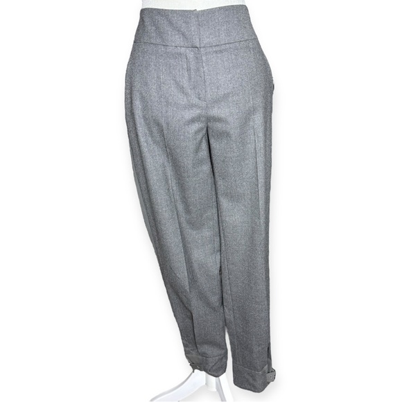 MaxMara Made in Italy Wool Blend Tapered Tuxedo Trousers, Pants, Grey, Wmn’s 10 - Picture 5 of 12